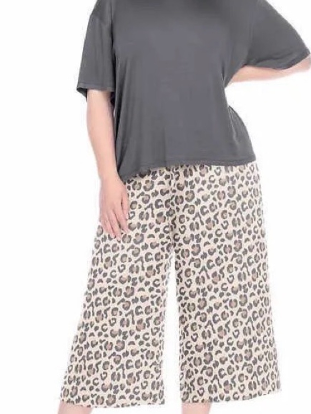 NWT Honeydew Intimates XL Leopard Print Crop Pants - Beige & Black & top set